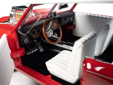 Monkeemobile Red with White Top and Interior "The Monkees" with Four Monkees Figure Cutouts "Silver Screen Machines" Series 1/18 Diecast Model Car by Auto World-Autoworld-ModelCars.com