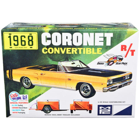 MPC 1968 Dodge Coronet Convertible W/Trailer 1:25 Scale Model Kit-MPC-ModelCars.com