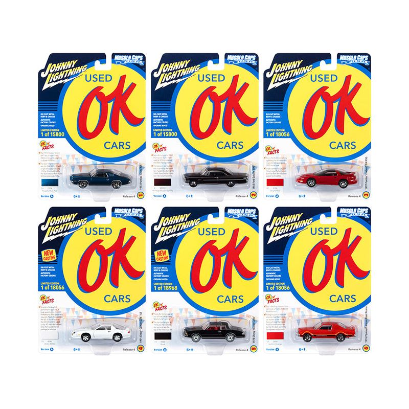 "Muscle Cars USA" 2021 Release 4 "OK Used Cars" Set A of 6 pieces 1/64 Diecast Model Cars by Johnny Lightning-Johnny Lightning-ModelCars.com