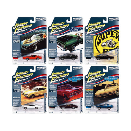 "Muscle Cars USA" 2022 Set A of 6 pieces Release 1 1/64 Diecast Model Cars by Johnny Lightning-Johnny Lightning-ModelCars.com