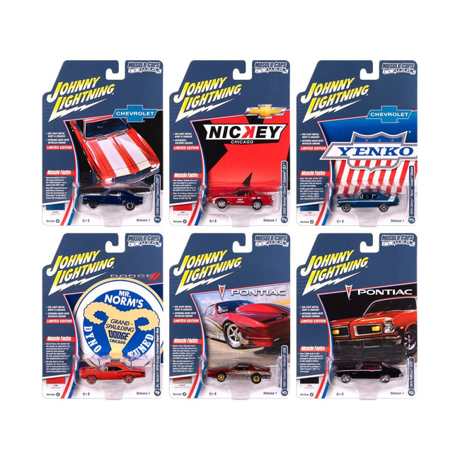 "Muscle Cars USA" 2025 Release 1 Set A of 6 pieces 1/64 Diecast Model Cars by Johnny Lightning-Johnny Lightning-ModelCars.com