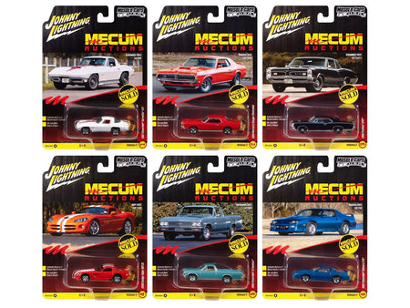 "Muscle Cars USA" 2025 Release 3 Set A of 6 pieces "MECUM Auctions" 1/64 Diecast Model Cars by Johnny Lightning-Johnny Lightning-ModelCars.com