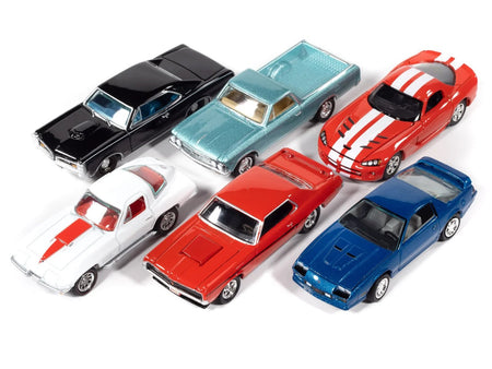 "Muscle Cars USA" 2025 Release 3 Set A of 6 pieces "MECUM Auctions" 1/64 Diecast Model Cars by Johnny Lightning-Johnny Lightning-ModelCars.com