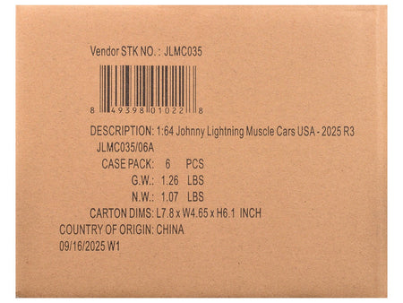 "Muscle Cars USA" 2025 Release 3 Set A of 6 pieces "MECUM Auctions" 1/64 Diecast Model Cars by Johnny Lightning-Johnny Lightning-ModelCars.com