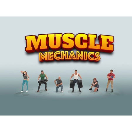 "Muscle Mechanics" 6 piece Diecast Figure Set (6 Figures) Limited Edition for 1/64 Scale Models by American Diorama - American Diorama - ModelCars.com