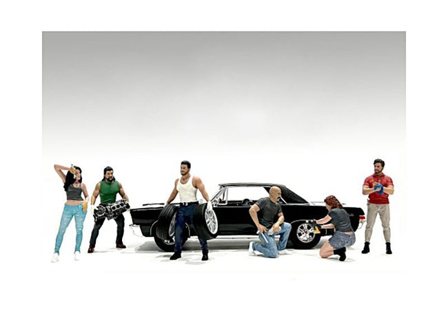 "Muscle Mechanics" 6 piece Figure Set for 1/24 Scale Models by American Diorama-American Diorama-ModelCars.com