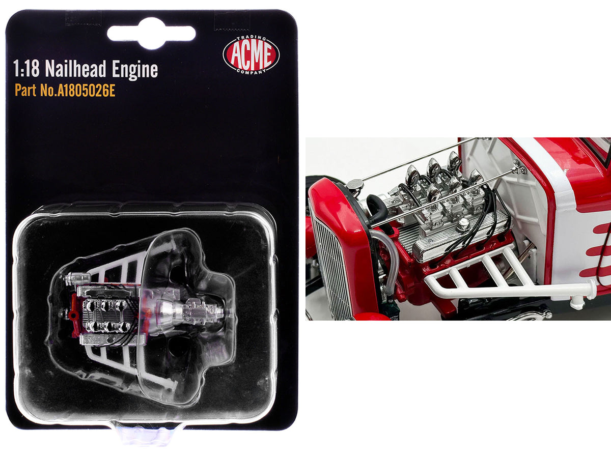 Nailhead Engine Replica from "1932 Ford 3 Window Coupe 'Peppermint Twist'" 1/18 Model by ACME-Acme-ModelCars.com