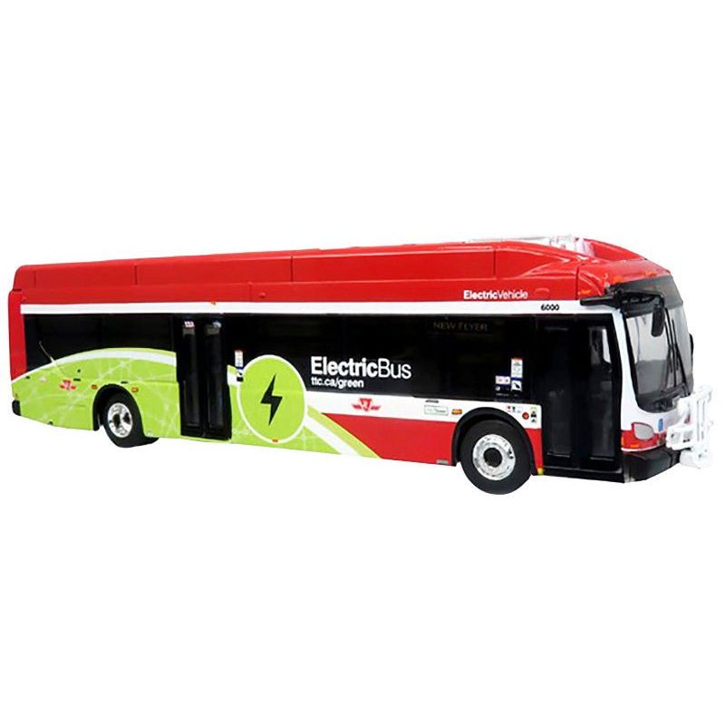 New Flyer Xcelsior Charge NG Electric Transit Bus "TTC (Toronto Transit Commission)" Red and Green with White Stripes "The Bus & Motorcoach Collection" 1/87 (HO) Diecast Model by Iconic Replicas-Iconic Replicas-ModelCars.com