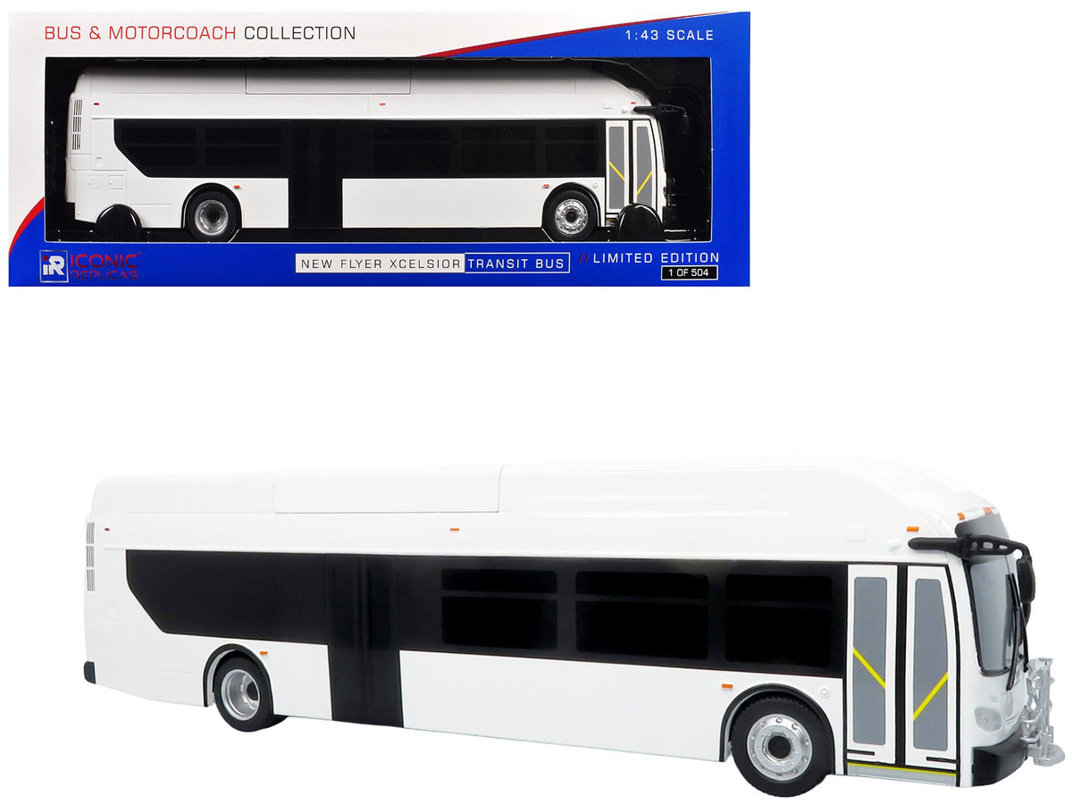 New Flyer Xcelsior Transit Bus Bank White "The Bus & Motorcoach Collection" Limited Edition to 504 Pieces Worldwide 1/43 Model by Iconic Replicas-Iconic Replicas-ModelCars.com