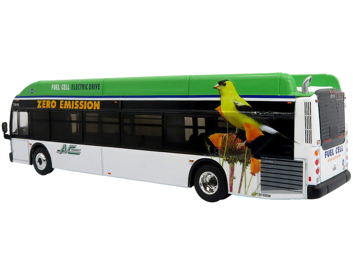 New Flyer Xcelsior XHE40 Transit Bus "AC Transit - Zero Emission" White and Green with Graphics "The Bus & Motorcoach Collection" Limited Edition 1/87 (HO) Diecast Model by Iconic Replicas-Iconic Replicas-ModelCars.com