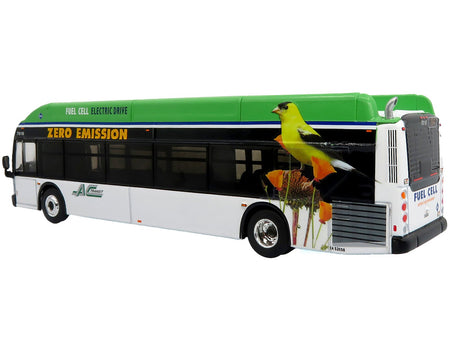 New Flyer Xcelsior XHE40 Transit Bus "AC Transit - Zero Emission" White and Green with Graphics "The Bus & Motorcoach Collection" Limited Edition 1/87 (HO) Diecast Model by Iconic Replicas-Iconic Replicas-ModelCars.com