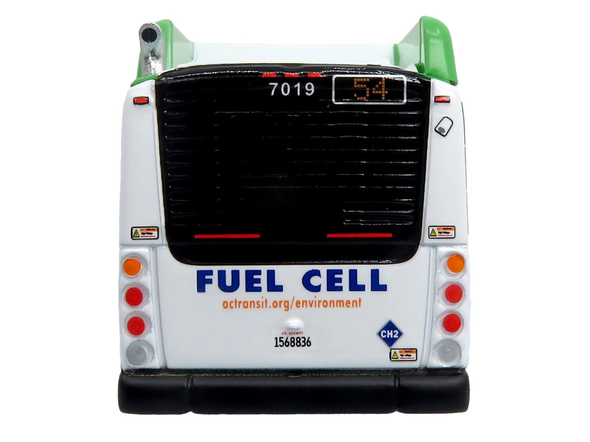 New Flyer Xcelsior XHE40 Transit Bus "AC Transit - Zero Emission" White and Green with Graphics "The Bus & Motorcoach Collection" Limited Edition 1/87 (HO) Diecast Model by Iconic Replicas-Iconic Replicas-ModelCars.com