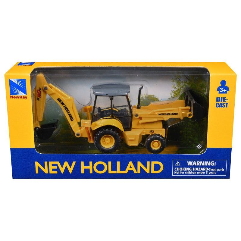 New Holland B110C Backhoe Loader Yellow Diecast Model by New Ray-New Ray-ModelCars.com