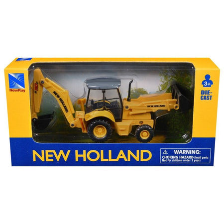 New Holland B110C Backhoe Loader Yellow Diecast Model by New Ray-New Ray-ModelCars.com
