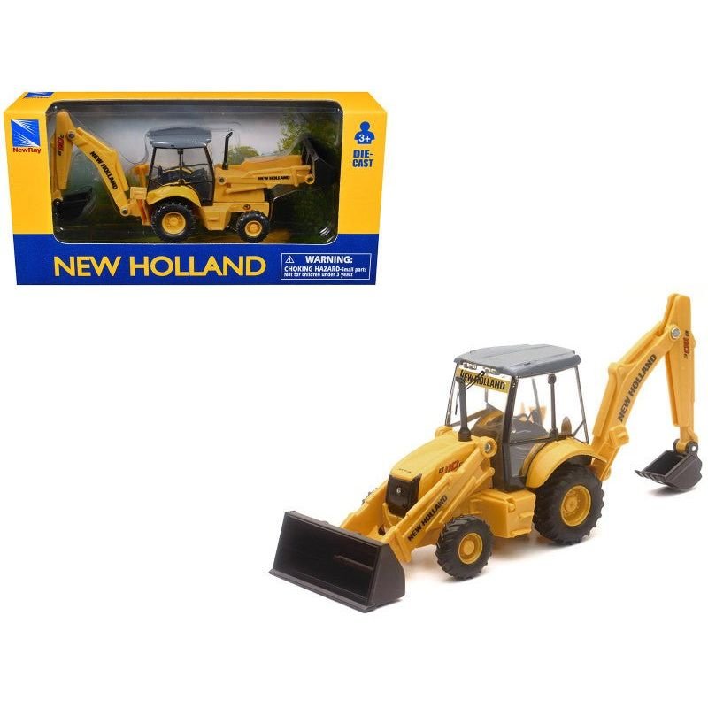 New Holland B110C Backhoe Loader Yellow Diecast Model by New Ray-New Ray-ModelCars.com