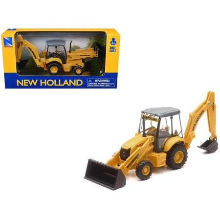 New Holland B110C Backhoe Loader Yellow Diecast Model by New Ray-New Ray-ModelCars.com