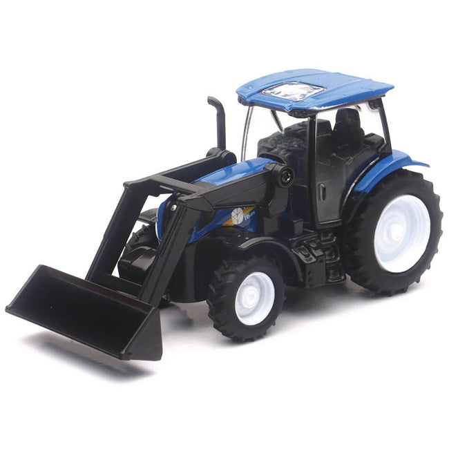 New Holland T6.175 Tractor with Front Loader Blue Diecast Model by New Ray-New Ray-ModelCars.com