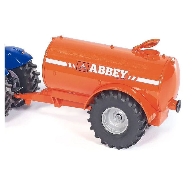 New Holland T7070 Tractor Blue with Abbey Single Axle Vacuum Tanker Orange 1/50 Diecast Model by Siku-SIKU-ModelCars.com