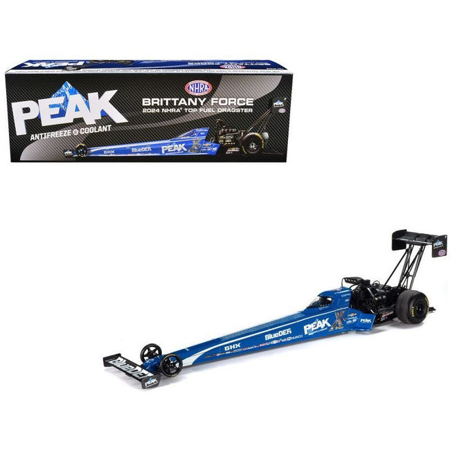 NHRA TFD (Top Fuel Dragster) Brittany Force "PEAK Antifreeze & Coolant" Blue "John Force Racing" 1/24 Diecast Model by Auto World-Autoworld-ModelCars.com