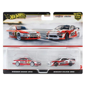 Nissan 240SX (S14) RHD (Right Hand Drive) #19 Red and White and Nissan Silvia (S15) RHD (Right Hand Drive) Red and White "Car Culture" Set of 2 Cars Diecast Model Cars by Hot Wheels