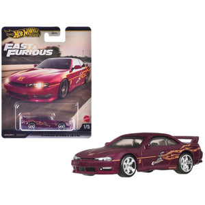 Nissan 240SX (S14) RHD (Right Hand Drive) Maroon with Graphics "The Fast and the Furious" (2001) Movie "Fast & Furious" Series Diecast Model Car by Hot Wheels