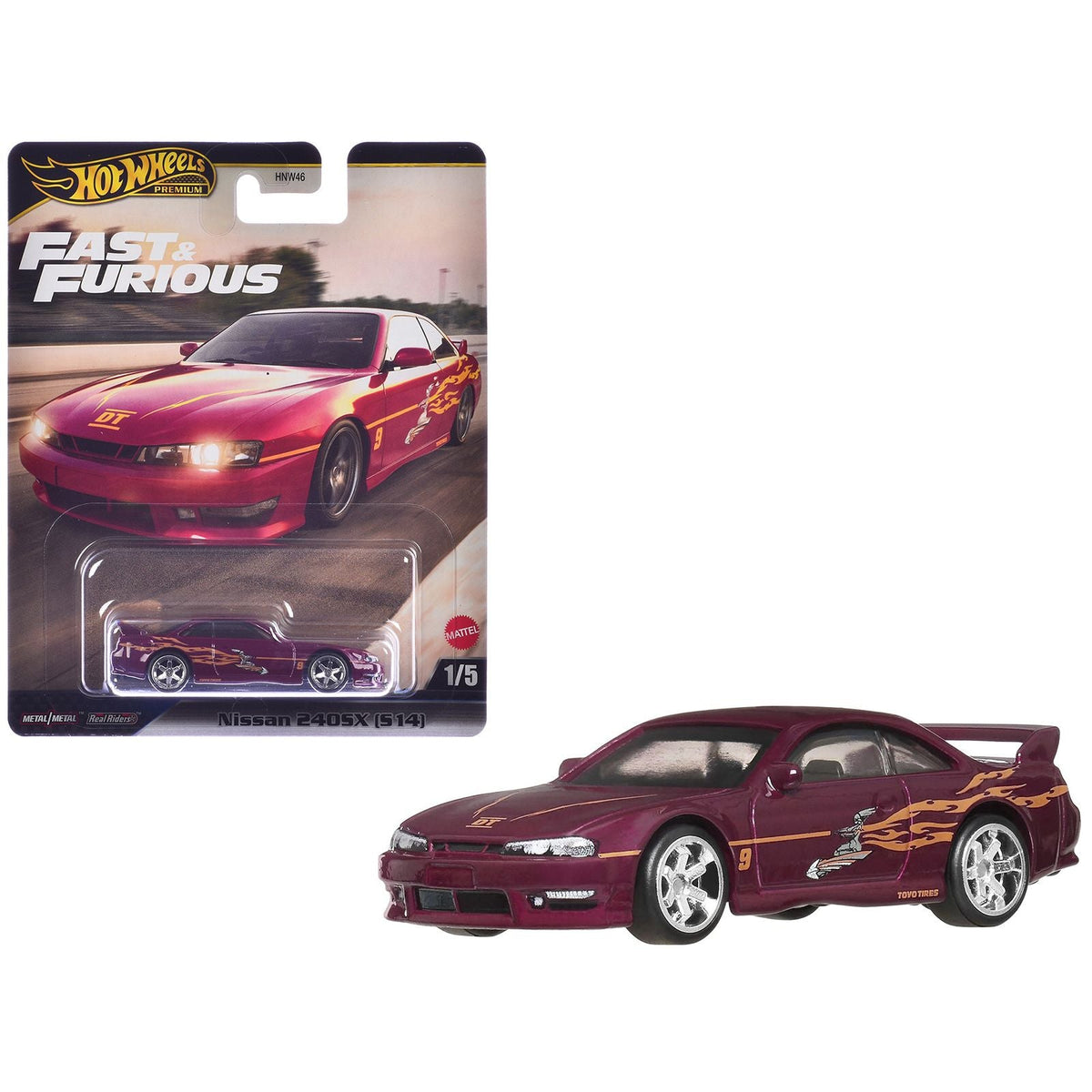 Nissan 240SX (S14) RHD (Right Hand Drive) Maroon with Graphics "The Fast and the Furious" (2001) Movie "Fast & Furious" Series Diecast Model Car by Hot Wheels-Hotwheels-ModelCars.com