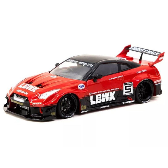 Nissan 35GT-RR LB-Silhouette WORKS GT RHD (Right Hand Drive) #5 "Liberty Walk" Red and Black "Hobby43" Series 1/43 Diecast Model Car by Tarmac Works-Tarmac Works-ModelCars.com