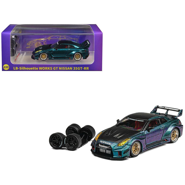 Nissan 35GT-RR "LB-Silhouette Works GT" RHD (Right Hand Drive) Magic Purple Metallic with Extra Wheels 1/64 Diecast Model Car by CM Model-CM Models-ModelCars.com