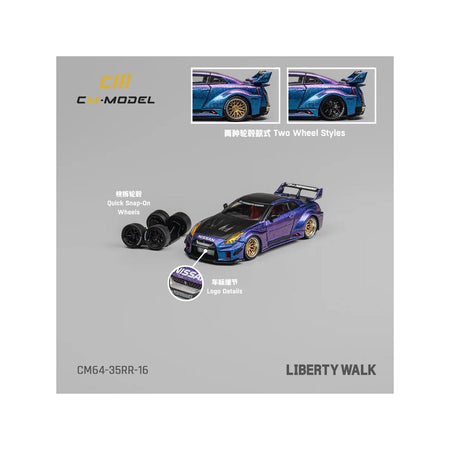 Nissan 35GT - RR "LB - Silhouette Works GT" RHD (Right Hand Drive) Magic Purple Metallic with Extra Wheels 1/64 Diecast Model Car by CM Model - CM Models - ModelCars.com