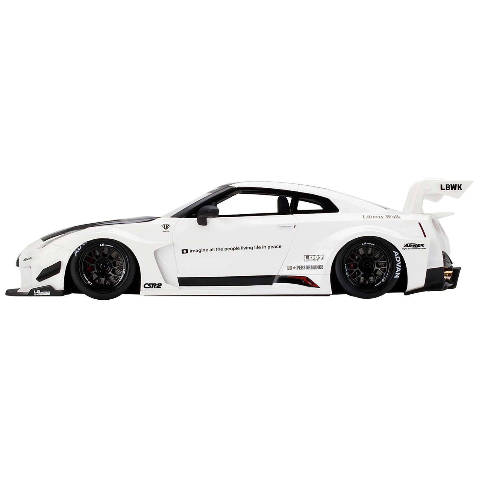 Nissan 35GT - RR Ver. 2 LB - Silhouette Works GT RHD (Right Hand Drive) White with Black Hood and Top 1/18 Model Car by Top Speed - Top Speed - ModelCars.com