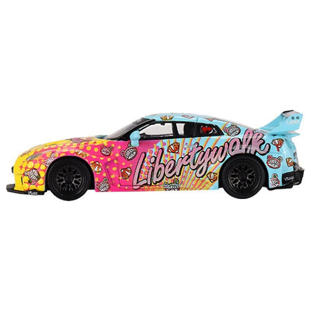 Nissan 35GT - RR Ver.1 "LB - Silhouette Works GT" Light Blue and Yellow with Graphics "LBWK KUMA" Limited Edition 1/64 Diecast Model Car by Mini GT - Mini GT - ModelCars.com