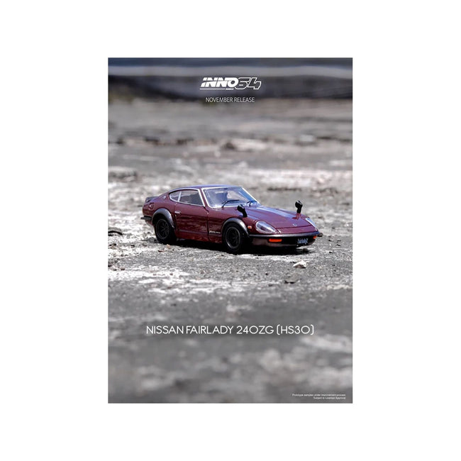 Nissan Fairlady 240ZG (HS30) RHD (Right Hand Drive) Maroon 1/64 Diecast Model Car by Inno Models-Inno Models-ModelCars.com