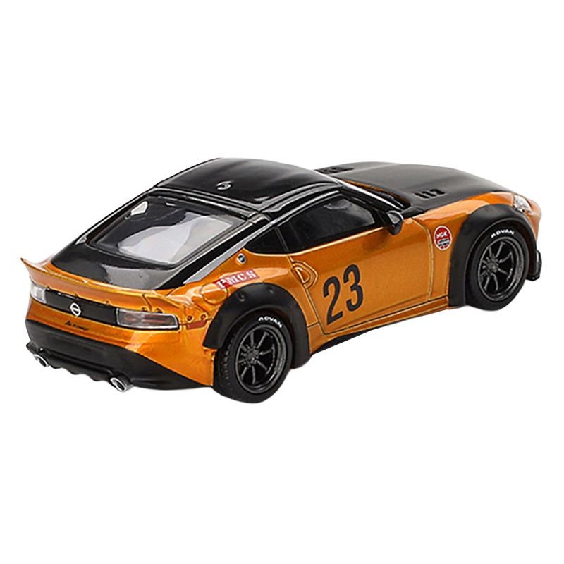 Nissan Fairlady Z #23 "LB-NATION WORKS" LB Gold Metallic with Matt Black Hood and Black Top Limited Edition 1/64 Diecast Model Car by Mini GT-Mini GT-ModelCars.com