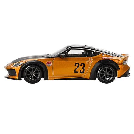 Nissan Fairlady Z #23 "LB-NATION WORKS" LB Gold Metallic with Matt Black Hood and Black Top Limited Edition 1/64 Diecast Model Car by Mini GT-Mini GT-ModelCars.com