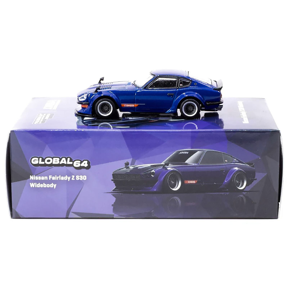 Nissan Fairlady Z S30 Widebody RHD (Right Hand Drive) "Designed by Jon Sibal" Blue Metallic "Global64" Series 1/64 Diecast Model Car by Tarmac Works-Tarmac Works-ModelCars.com