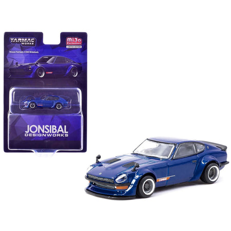Nissan Fairlady Z S30 Widebody RHD (Right Hand Drive) "Designed by Jon Sibal" Blue Metallic "Global64" Series 1/64 Diecast Model Car by Tarmac Works-Tarmac Works-ModelCars.com