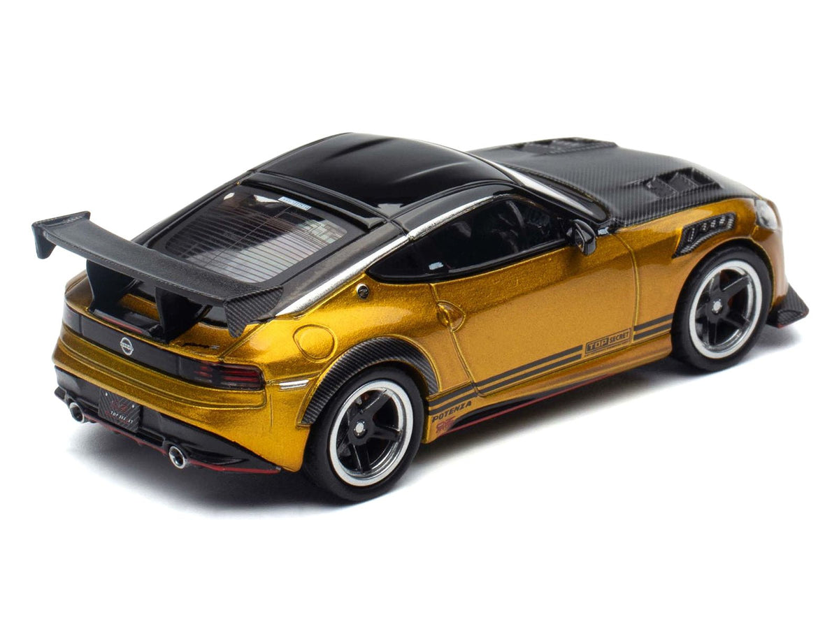 Nissan Fairlady Z Top Secret (RZ34) RHD (Right Hand Drive) Gold Metallic with Carbon Hood and Black Top 1/64 Diecast Model Car by Inno Models-Inno Models-ModelCars.com