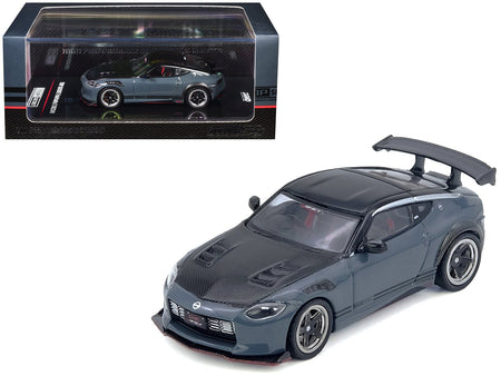 Nissan Fairlady Z "Top Secret" (RZ34) RHD (Right Hand Drive) Stealth Gray with Carbon Hood and Black Top 1/64 Diecast Model Car by Inno Models-Inno Models-ModelCars.com