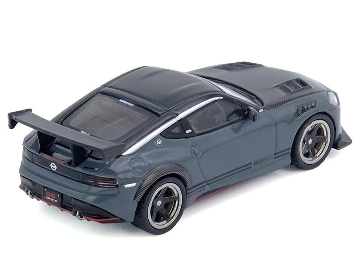 Nissan Fairlady Z "Top Secret" (RZ34) RHD (Right Hand Drive) Stealth Gray with Carbon Hood and Black Top 1/64 Diecast Model Car by Inno Models-Inno Models-ModelCars.com