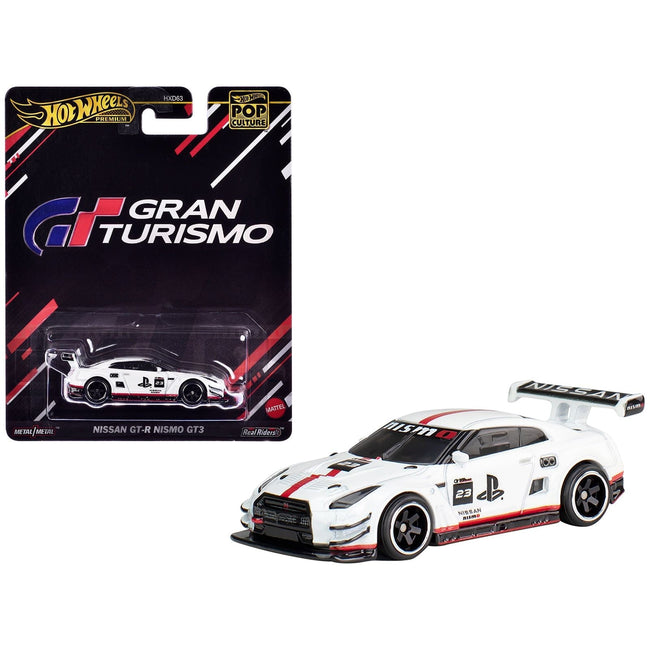 Nissan GT-R Nismo GT3 #23 White "Gran Turismo" "Pop Culture" Series Diecast Model Car by Hot Wheels-Hotwheels-ModelCars.com