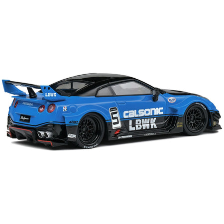 Nissan GT - R (R35) LB Silhouette Works GT RHD (Right Hand Drive) 5 Black and Blue "Calsonic" 1/43 Diecast Model Car by Solido - Solido - ModelCars.com