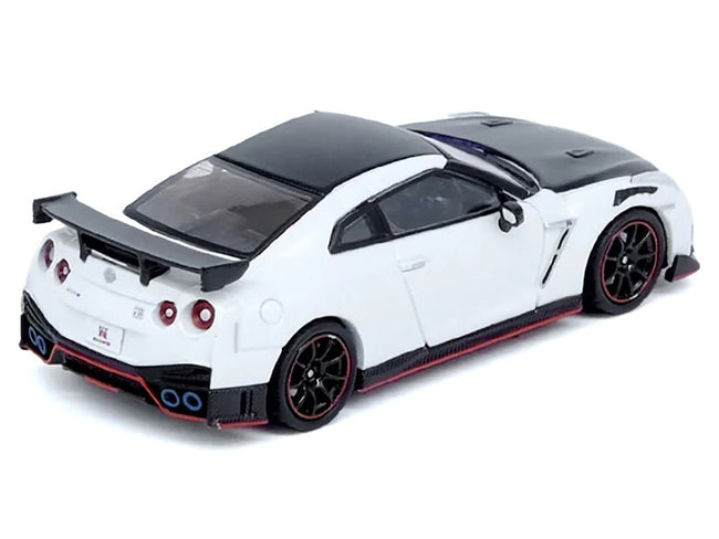 Nissan GT-R (R35) Nismo RHD (Right Hand Drive) White with Carbon Hood and Top 1/64 Diecast Model Car by Inno Models-Inno Models-ModelCars.com