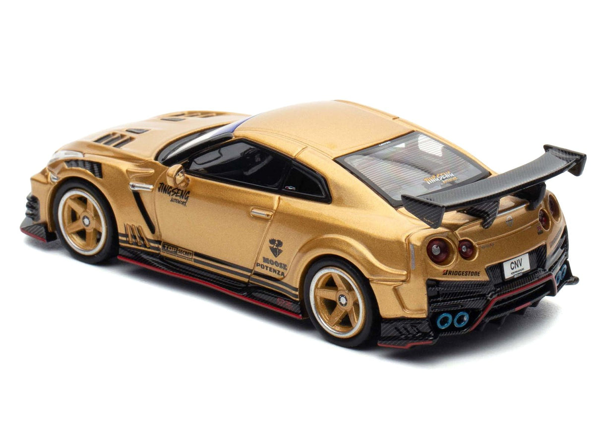 Nissan GT-R (R35) RHD (Right Hand Drive) Yellow with Carbon Hood and Black Top "The Model Car Show Singapore 2025 Event Edition" 1/64 Diecast Model Car by Inno Models-Inno Models-ModelCars.com