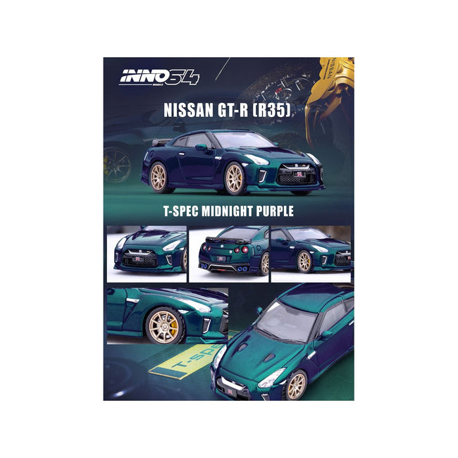 Nissan GT - R (R35) T - Spec RHD (Right Hand Drive) Midnight Purple Metallic 1/64 Diecast Model Car by Inno Models - Inno Models - ModelCars.com