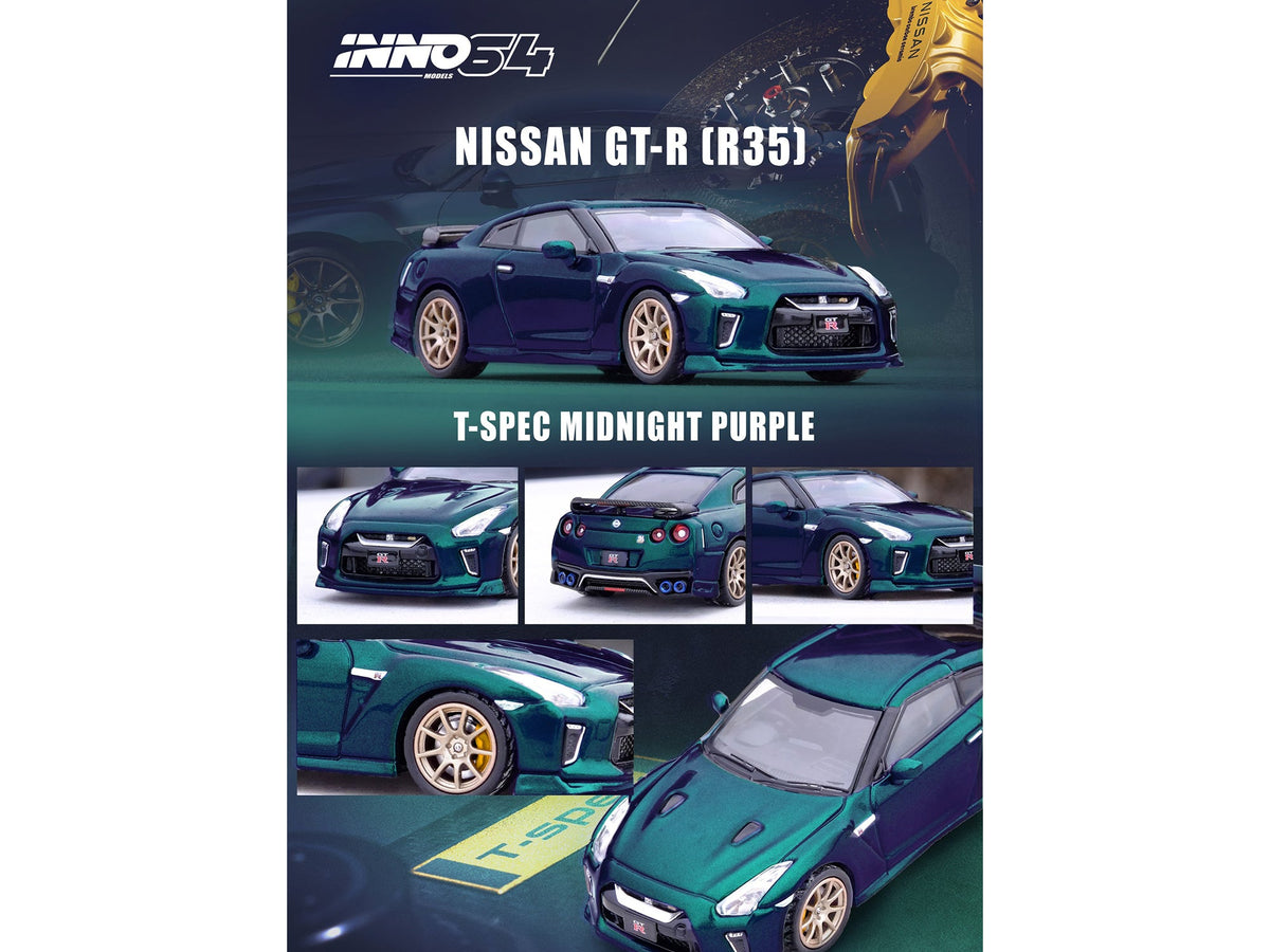 Nissan GT-R (R35) T-Spec RHD (Right Hand Drive) Midnight Purple Metallic 1/64 Diecast Model Car by Inno Models-Inno Models-ModelCars.com