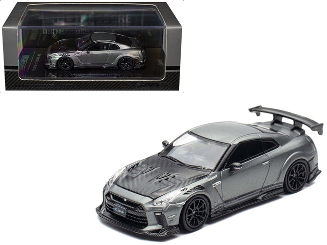 Nissan GT-R (R35) "Top Secret" RHD (Right Hand Drive) Gray Metallic with Carbon Hood "IAM Bangkok 2025 Event Edition" 1/64 Diecast Model Car by Inno Models-Inno Models-ModelCars.com