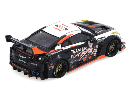 Nissan GT-R (R35) Top Secret RHD (Right Hand Drive) Silver Metallic with Carbon Hood and Top "Tokyo Auto Salon Hong Kong 2025 Event Edition" 1/64 Diecast Model Car by Inno Models-Inno Models-ModelCars.com
