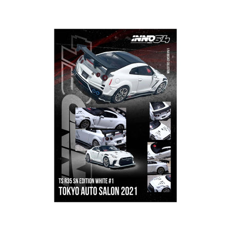 Nissan GT - R (R35) "Top Secret" RHD (Right Hand Drive) White with Black Top "Tokyo Auto Salon 2021" 1/64 Diecast Model Car by Inno Models - Inno Models - ModelCars.com
