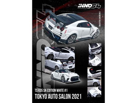 Nissan GT-R (R35) "Top Secret" RHD (Right Hand Drive) White with Black Top "Tokyo Auto Salon 2021" 1/64 Diecast Model Car by Inno Models-Inno Models-ModelCars.com