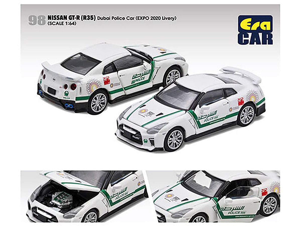 Nissan GT-R (R35) White Dubai Police "EXPO 2020" Livery Limited Edition to 720 pieces Worldwide 1/64 Diecast Model Car by Era Car-Era Car-ModelCars.com